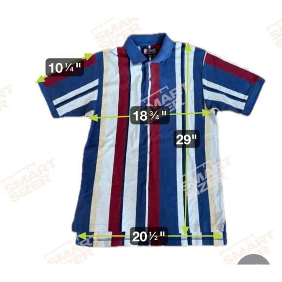 Chaps Ralph Lauren Polo Shirt LG Mens Striped Short Sleeve Blue Red Wht Y2K Vtg - Picture 5 of 5